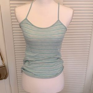 Turquoise and light gray/white striped racer back